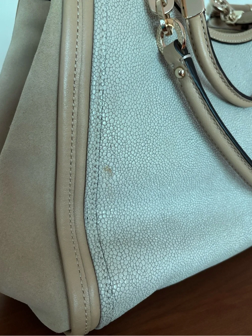 COACH Madison Pinnacle Caroline Satchel in Embossed Texture Leather and Sued